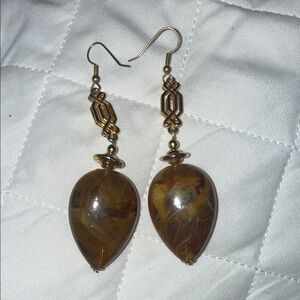 Elegant Brown Teardrop Earrings